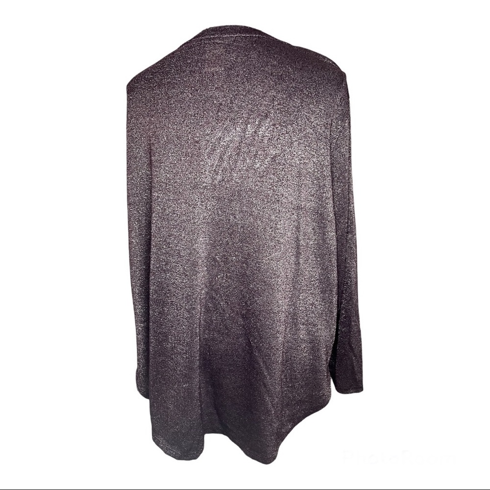 Purple Glitter Long Sleeve Plus Size Blouse - Picture 4 of 6